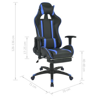 vidaXL Regulowane krzesło biurowe z podnóżkiem, niebieskie