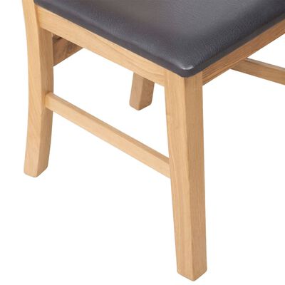 vidaXL Krzesła stołowe, 2 szt., lite drewno dębowe i sztuczna skóra
