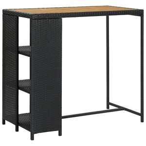 vidaXL Stolik barowy z p&oacute;łką, czarny, 120x60x110 cm, polirattan