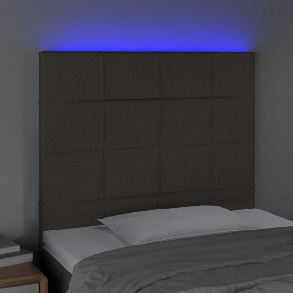 vidaXL Zagł&oacute;wek do ł&oacute;żka z LED, taupe, 90x5x118/128 cm, tkanina
