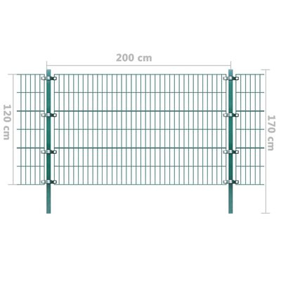 vidaXL Panel ogrodzeniowy ze słupkami, żelazny, 6 x 1,2 m, zielony