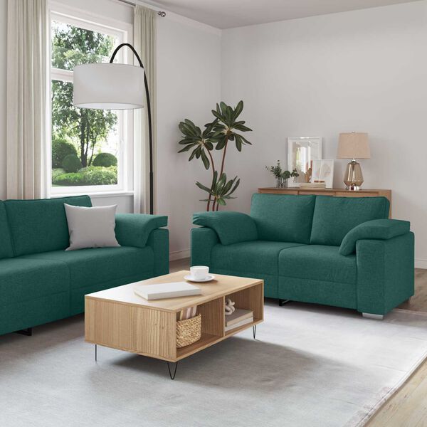 vidaXL Sofa 3 pcs Ciemna zieleń 219 x 80 x 82 cm Tkanina lniana