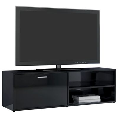 vidaXL Szafka pod TV, czarna na wysoki połysk, 120x34x37 cm