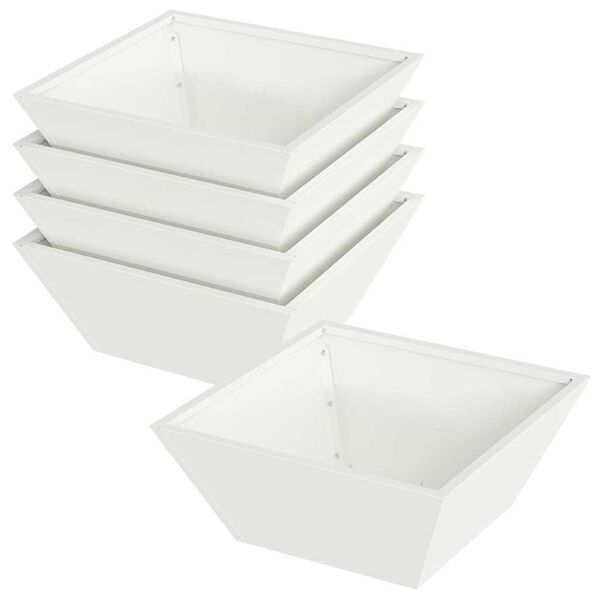vidaXL Doniczka ogrodowa 5 pcs Biały 40 x 40 x 15 cm Stal zimnogięta
