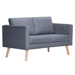 vidaXL Sofa 2-osobowa, materiałowa, ciemnoszara