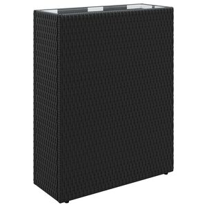vidaXL Wysoki Doniczka Czarny 55 x 22 x 70 cm polirattan
