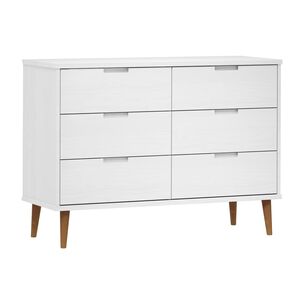 vidaXL Komoda MOLDE, biała, 113x40x80 cm, lite drewno sosnowe