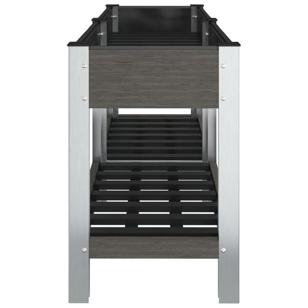 vidaXL Podwyższona donica z p&oacute;łką, szara, 150x50x75 cm, WPC