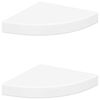 vidaXL Narożne p&oacute;łki ścienne, 2 szt., białe, 25x25x3,8 cm, MDF
