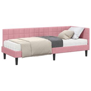vidaXL Rama Ł&oacute;żka Narożnego z Materacem 2 pcs Szary Aksamit