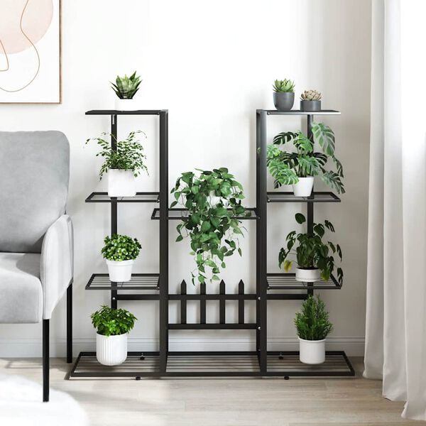 vidaXL Stojak na kwiaty, 94,5x25x89 cm, czarny, żelazo