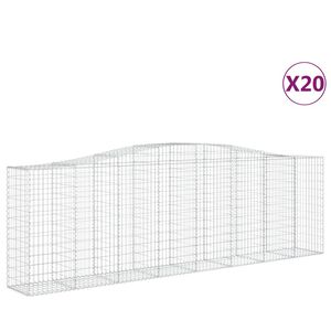 vidaXL Kosze gabionowe, 20 szt, 400x50x120/140cm, galwanizowane żelazo