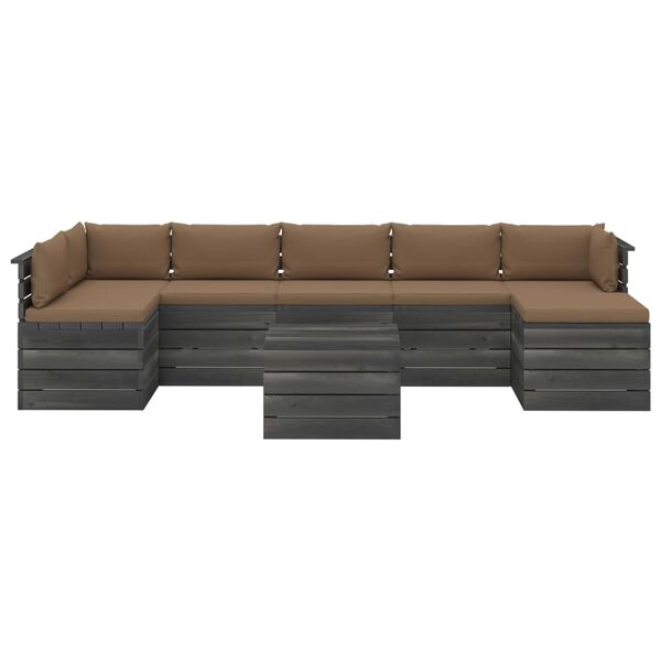 vidaXL 8-cz. zestaw wypoczynkowy z palet, z poduszkami, lita sosna