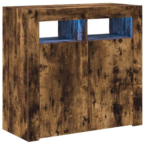 vidaXL Szafka z oświetleniem LED, przydymiony dąb, 80x35x75 cm