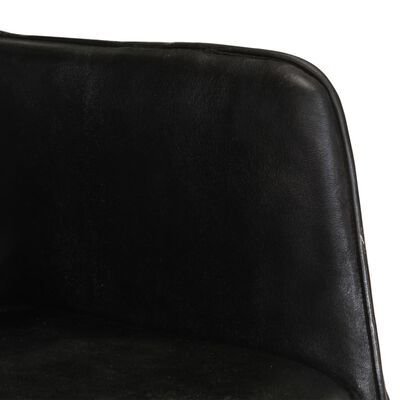vidaXL Fotel bujany z podnóżkiem, czarny, skóra naturalna