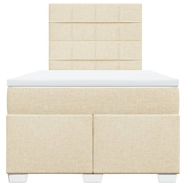 vidaXL Ł&oacute;żko kontynentalne z materacem, kremowe, 120x190 cm, tkanina