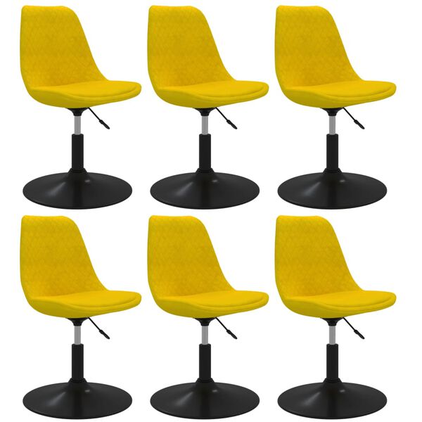 vidaXL Obrotowe krzesła stołowe, 6 szt., ż&oacute;łte, obite aksamitem