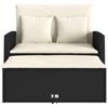 vidaXL Sofa ogrodowa z poduszkami, 2-osobowa, czarna, polirattan