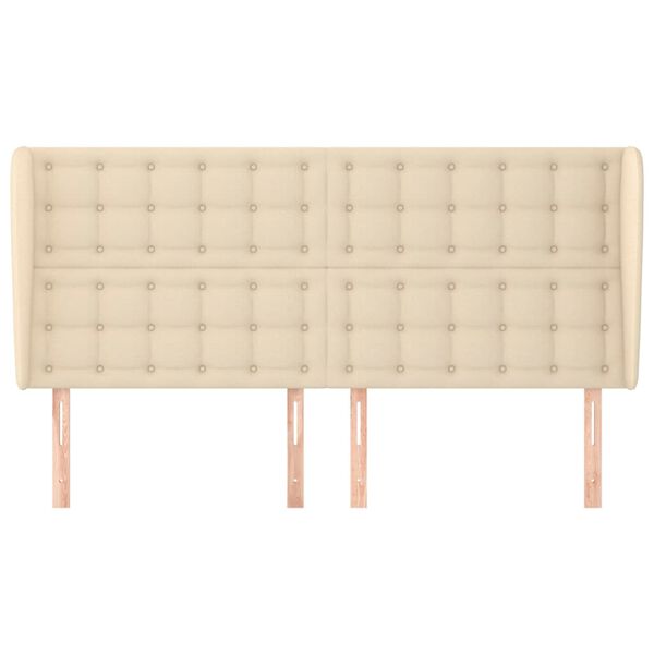 vidaXL Zagł&oacute;wek uszak, kremowy, 163x23x118/128 cm, tkanina