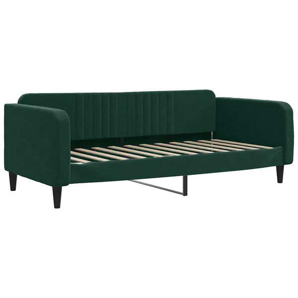 vidaXL Sofa rozsuwana z szufladami, ciemnozielona, 90x200 cm, aksamit