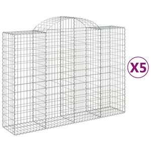 vidaXL Kosze gabionowe, 5 szt, 200x50x140/160 cm, galwanizowane żelazo