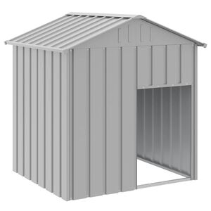 vidaXL Buda dla psa, z dachem, jasnoszara, 117x103x123 cm, stal