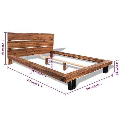 vidaXL Rama łóżka z litego drewna akacjowego, 140 x 200 cm