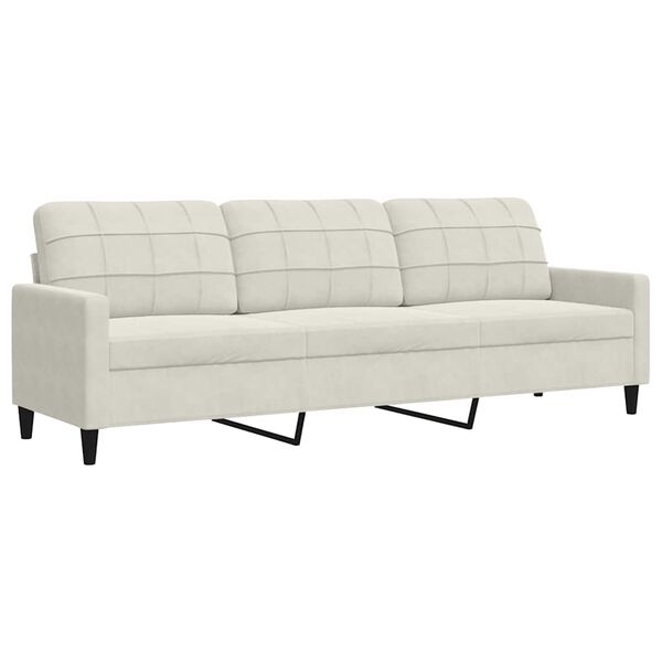 vidaXL 3-osobowa sofa, kremowa, 210 cm, tapicerowana aksamitem