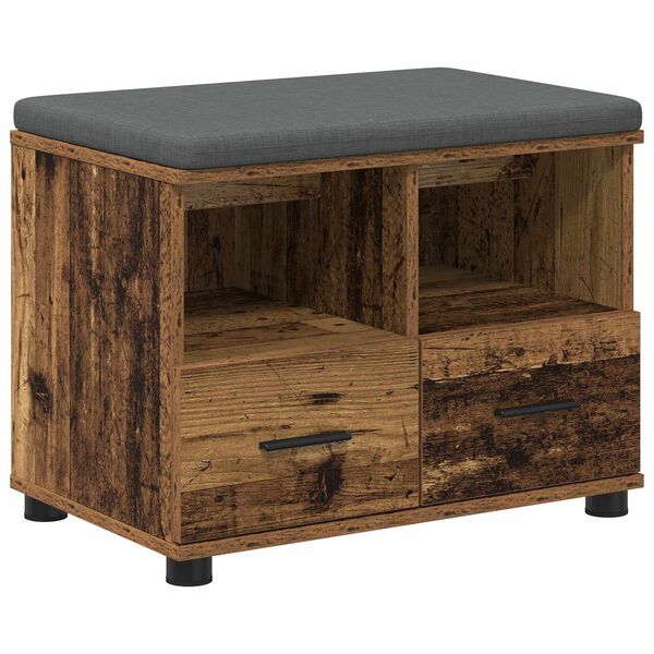 vidaXL Ławka w przedpokoju z poduszką Stare drewno 60 x 38 x 46 cm