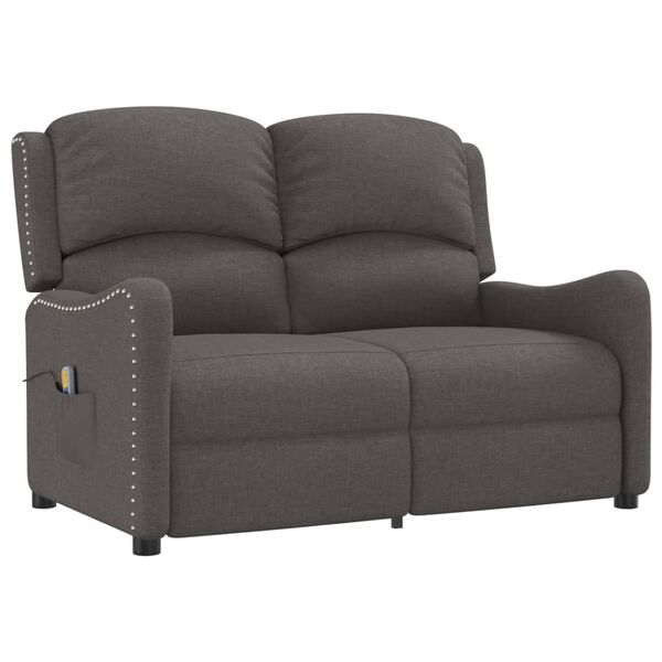 vidaXL Rozkładany fotel masujący, 2-os., ciemnoszary, obity tkaniną