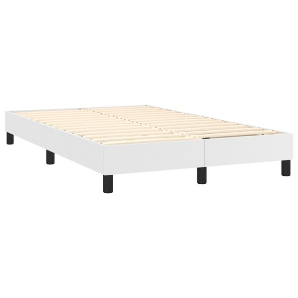 vidaXL Ł&oacute;żko kontynentalne z materacem, białe, ekosk&oacute;ra 120x200 cm