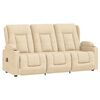 vidaXL Rozkładany fotel masujący z uchwytem, 3-os., kremowy, tkanina