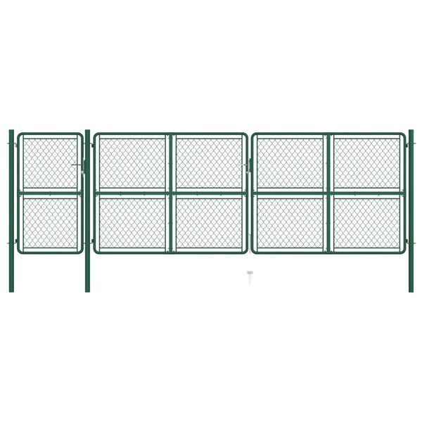 vidaXL Brama ogrodzeniowa, stalowa, 150 x 495 cm, zielona