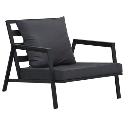 vidaXL Fotel ogrodowy z poduszkami, ciemnoszary, aluminium