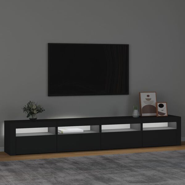 vidaXL Szafka pod TV z oświetleniem LED, czarna, 240x35x40 cm