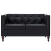 vidaXL Sofa 2-osobowa w stylu Chesterfield, sztuczna sk&oacute;ra, czarna