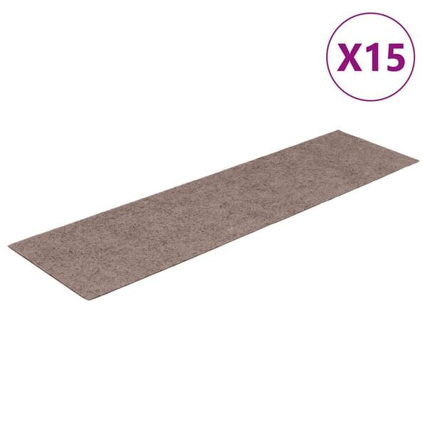 vidaXL Maty na schody samoprzylepne 15 szt. 76x20 cm Jasnobrązowe prostokątne