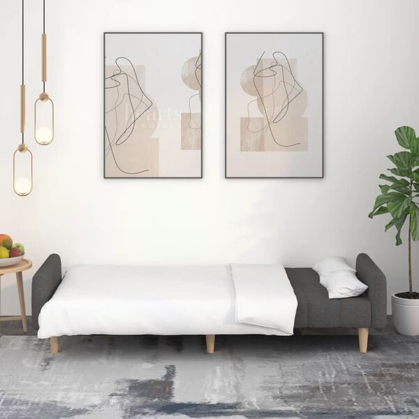 vidaXL 2-osobowa kanapa rozkładana, ciemnoszara, tapicerowana tkaniną