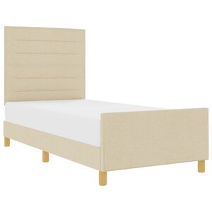 vidaXL Ramka ł&oacute;żka Z zagł&oacute;wkiem Kremowy 90 x 190 cm tkanina