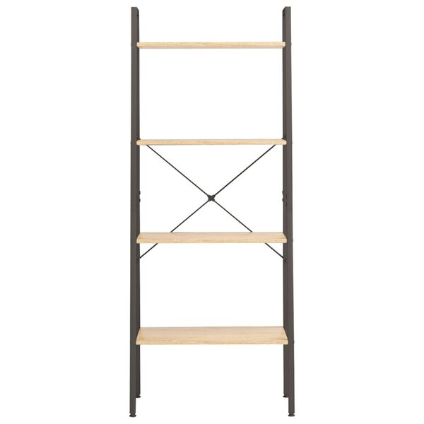 vidaXL Regał drabina z 4 p&oacute;łkami, jasnobrązowo-czarny, 56x35x140 cm
