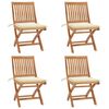 vidaXL Składane krzesła ogrodowe z poduszkami, 4 szt., drewno tekowe