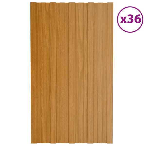 vidaXL Panel dachowy 36 pcs Naturalny 80 x 45 cm Stal galwanizowana