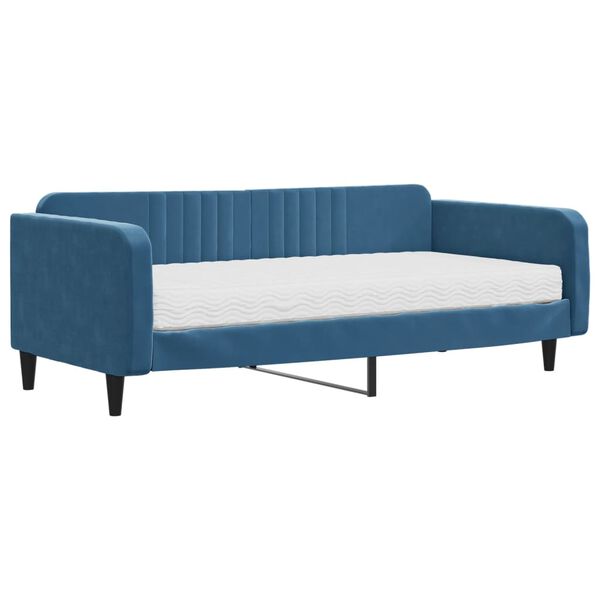 vidaXL Sofa z materacem do spania, niebieska, 100x200 cm, aksamit