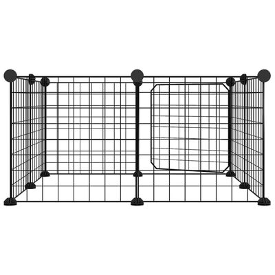 vidaXL Klatka dla zwierząt z bramką, 8 paneli, czarna, 35x35 cm, stal