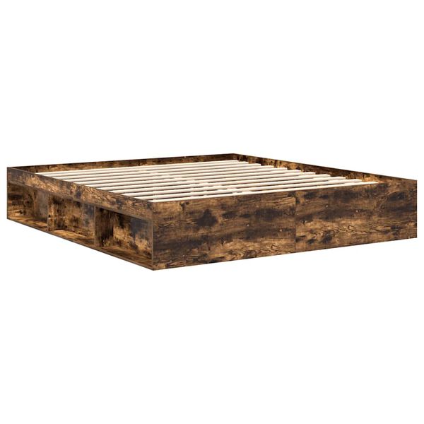 vidaXL Rama ł&oacute;żka, przydymiony dąb, 180x200 cm, super king size