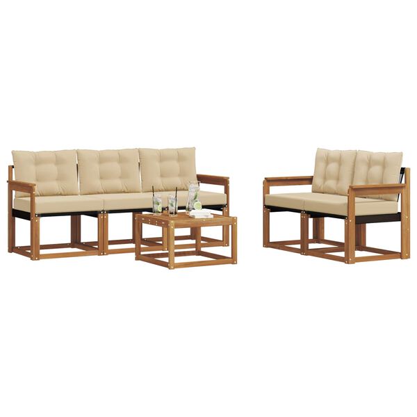 vidaXL Zestaw sof na zewnątrz z poduszką 6 pcs Naturalny i Beżowy