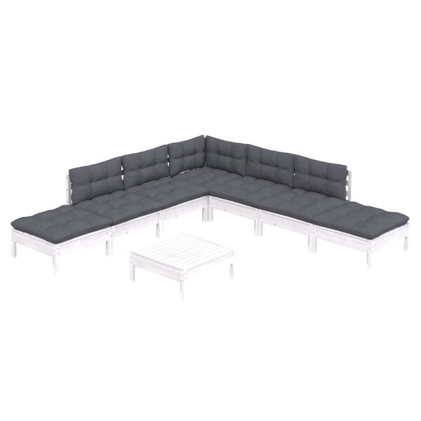 vidaXL 8-cz. zestaw wypoczynkowy do ogrodu, z poduszkami, biały