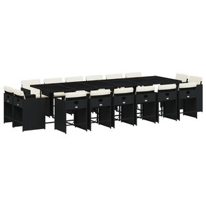 vidaXL 17-cz. zestaw mebli ogrodowych z poduszkami, czarny, rattan PE