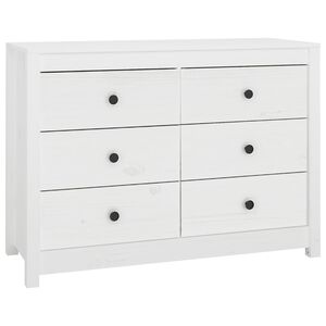 vidaXL Komoda, biały, 100x40x72 cm, lite drewno sosnowe