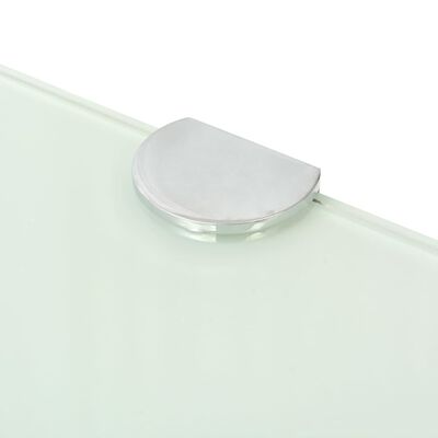 vidaXL Szklana półka narożna z chromowanymi wspornikami biała, 45x45 cm